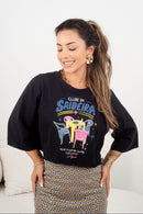 Cropped tee Saideira - Preto