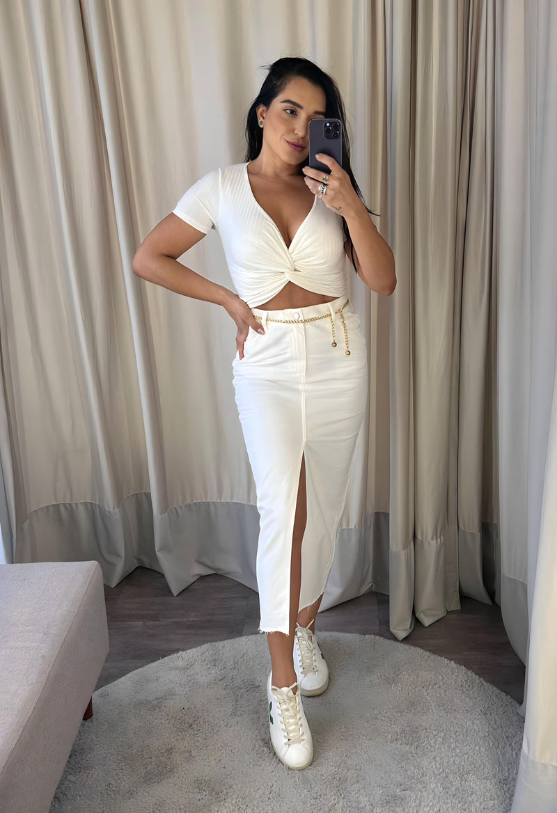 Saia Jeans Midi