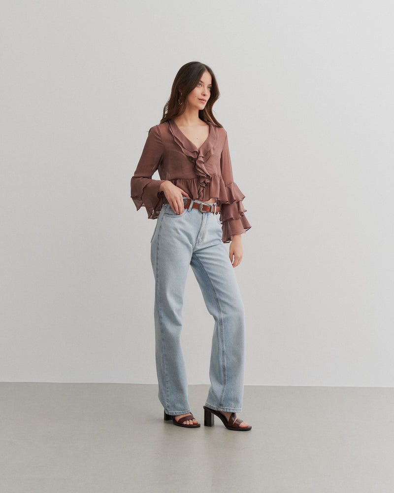Blusa Flora - Marrom
