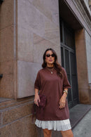 Maxi Tee gola alta - Marrom