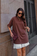 Maxi Tee gola alta - Marrom