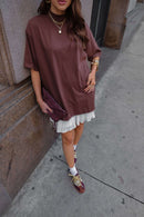 Maxi Tee gola alta - Marrom