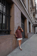 Maxi Tee gola alta - Marrom