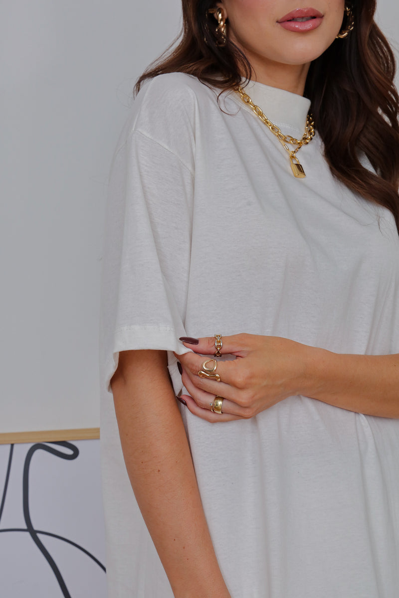 Maxi Tee gola alta - Off White