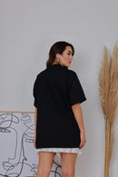 Maxi Tee gola alta - Preto