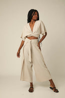 Calça Transpasse Linho - Natural