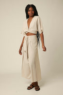 Calça Transpasse Linho - Natural