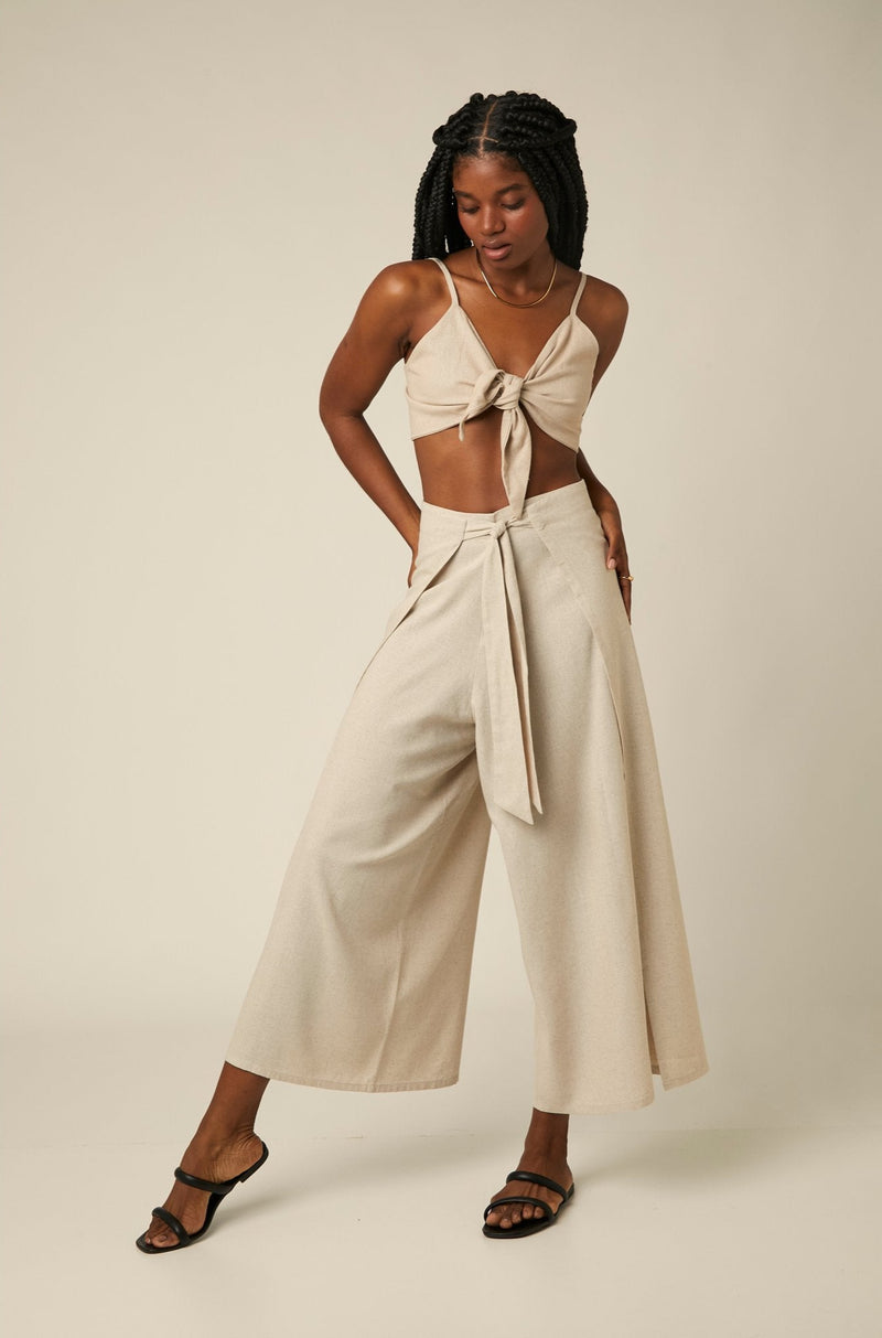 Calça Transpasse Linho - Natural