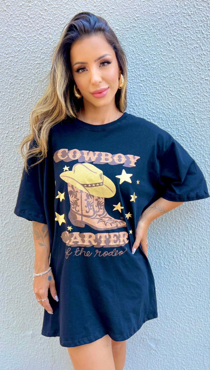 Maxi T-shirt Cowboy Carter- Preto