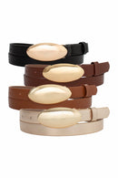 Cinto Couro Fivela Oval Dourada