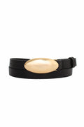 Cinto Couro Fivela Oval Dourada