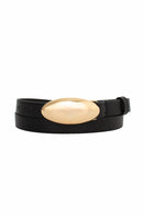 Cinto Couro Fivela Oval Dourada