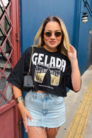 Cropped tee Gelada - Preto