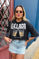 Cropped tee Gelada - Preto