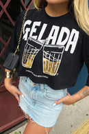 Cropped tee Gelada - Preto