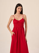 Vestido Marie Tricoline - Vermelho